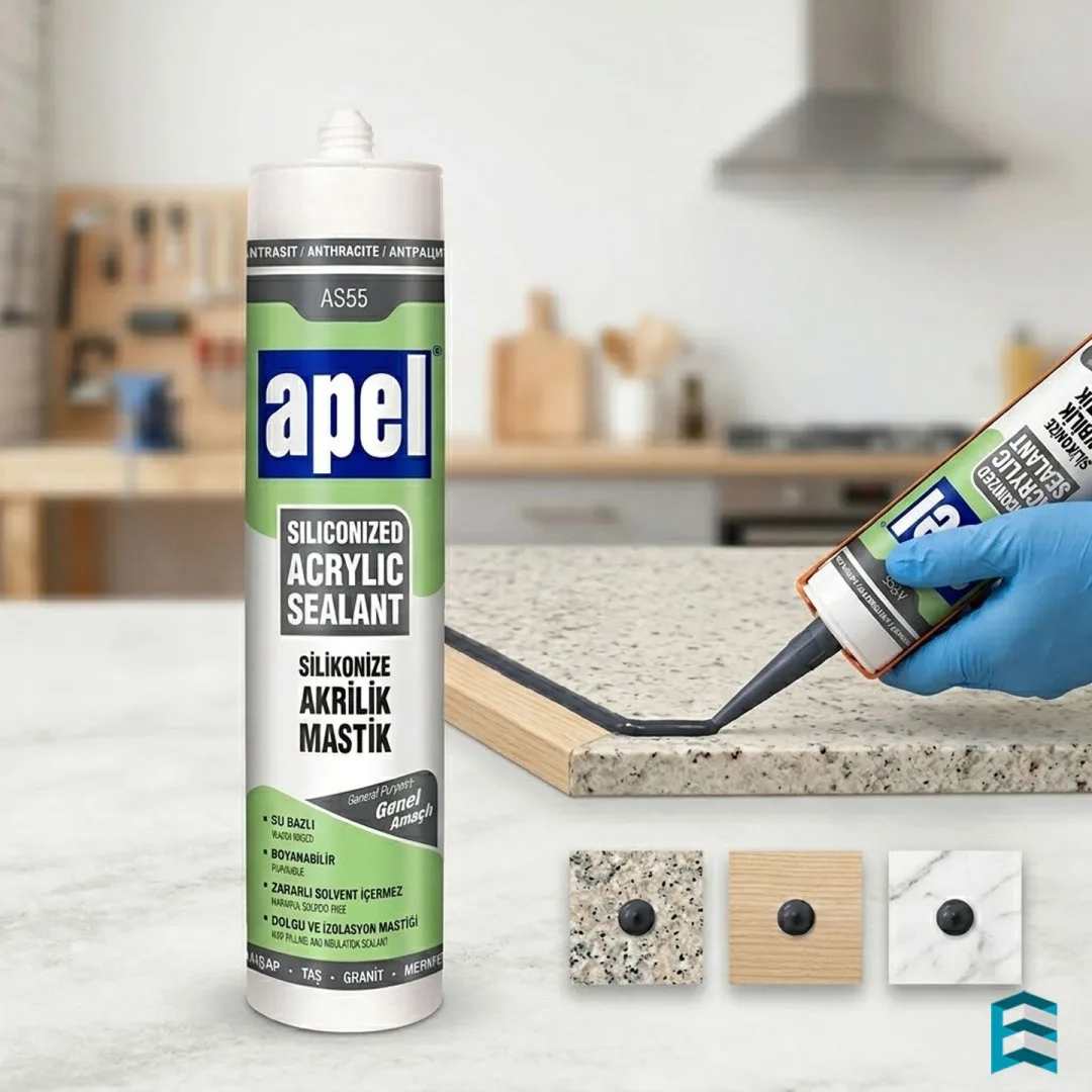 Apel AS55 Silikonize Akrilik Mastik Gri 500 g
