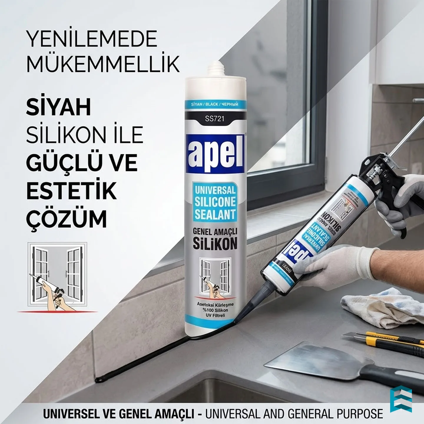 Apel SS721 Genel Amaçlı Siyah Silikon 280 gr